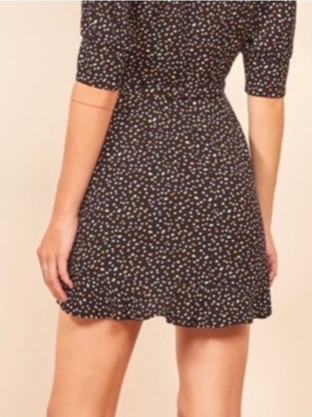 Reformation Black Dress with Pastel Polka Dot Print - Picture 6 of 7